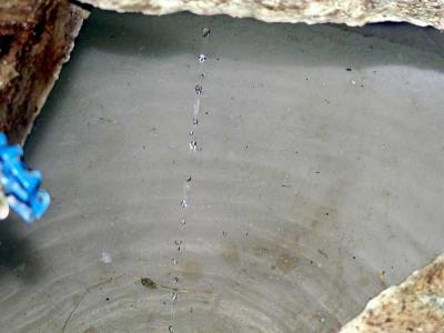 Original cistern filling from siphon and spring water; July 15, 2004