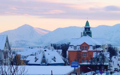 View of city at noon.