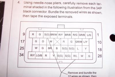 Diagram shows what pins get pulled.  Pay carefull attention to pull the right ones.