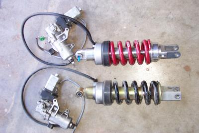 Here is a look at the OEM shock side by side with the Works Performance shock