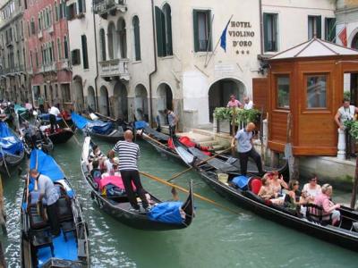 Gondolas along the canal.JPG