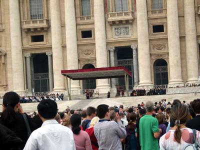 the pope addresses the crowd in St. Peter's Square.JPG