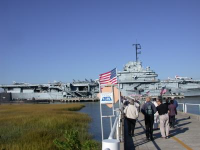 Field Trip to USS Yorktown CV 10 at Charleston SC. Gino on right in dark shirt and tan pants.