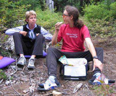 Barb Miller & Scott Jurek wait for Rick Miller