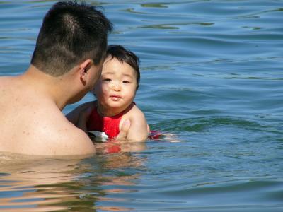 In the sea with Daddy