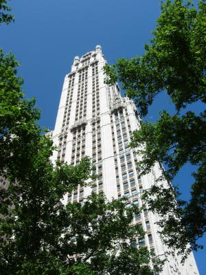 Woolworth Building on Broadway from City Hall Park