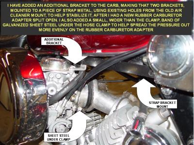 I HAVE ADDED AN ADDITIONAL BRACKET TO STABILIZE THE CARBURETOR