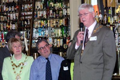 Galway Mayor Terry OFlaherty , Seattle Galway Association President Mick McHugh and Lisburn Mayor Billie Bell