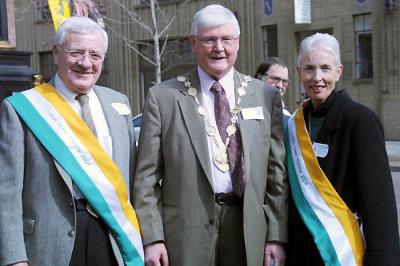 Honorary Parade Grand Marshals Dnal and Mary McKevitt with Lisburn Mayor Billie Bell