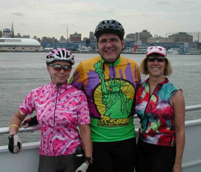 Trudy Hutter, John Chiarella & Roberta Grapperhaus on the ferry to Sandy Hook