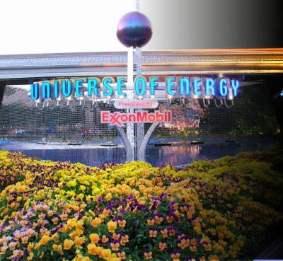 Composite of Night and Afternoon shots from Universe of Energy Pavilion