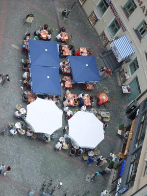Outdoor cafe from Peterskirche tower