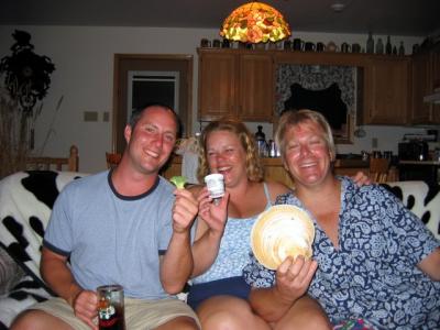 Troy, Kim & Rob with brocolli, prescription & scallop shell