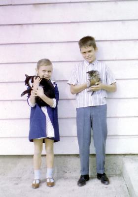 Lorraine and Chris going to church; Diana, Sask., 1965