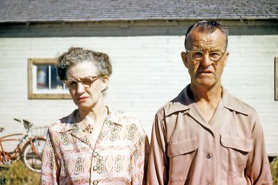 Bob and Gladys at Fred and Hattie's farm; Wilcox Sask.