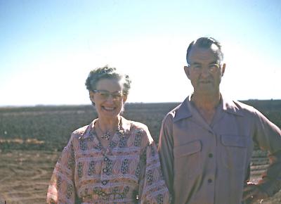 Bob and Gladys at Fred and Hattie's farm; Wilcox, Sask.