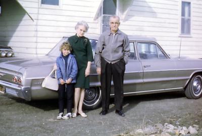 Lorraine, Gladys, and Bob at farm; Diana, Sask., 1968