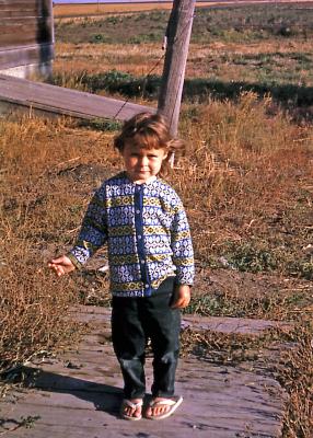 Lorraine at farm; Diana, Sask., 1963