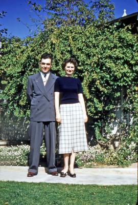 Paul and Betty at Bob and Gladys' in Inglewood, Calif., 1952