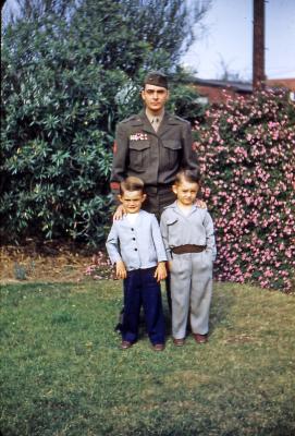 Paul, Greg, and Steve (home from Korea); Inglewood, Calif., 1952 - BACKWARDS
