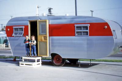 Steve and Greg at Lorraine's work; Los Angeles, Calif., 1951