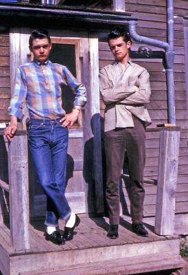 Steve and Greg at farm; Diana, Sask., 1965
