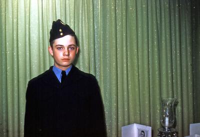 Steve (Cadet) at farm; Diana, Sask., 1960