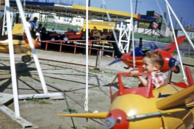 Steve at amusement park; Inglewood, Calif., 1953