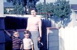 Betty, Steve, and Greg at Bob and Gladys; Inglewood, Calif., 1950