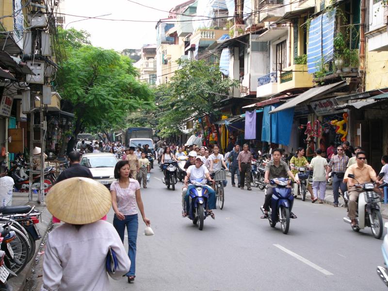 The busy streets of the Old Quarter