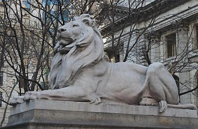 Lion in front of the New York Public Library