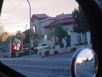 reflection leaving Jack in the Box
