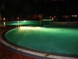 night time pool view