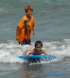 Learning to surf at Anyer in west Java - August 2004