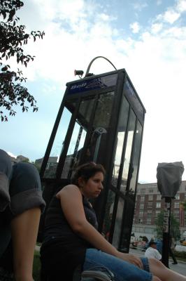 Chillin out at a PhoneBooth