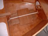 Seats and rudder stored in bow section and held with PVC pipe