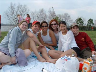 Monica, Tyler, Cat, Katie, Nicole, Me at the levee