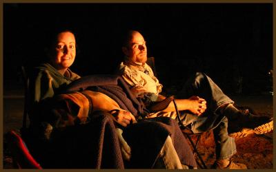 The Robson family enjoying the fire
