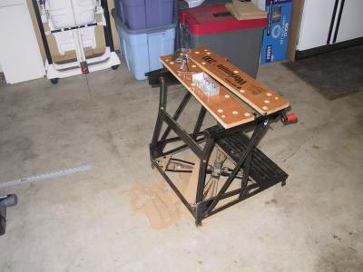 Workmate bench for hand tools. 3 c-clamps for fixturing workpiece.