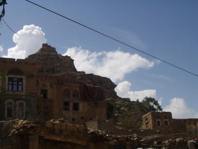 Drying a rug in old Shibam