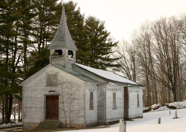 Abandoned church at Pine cemetery near Locust, PA