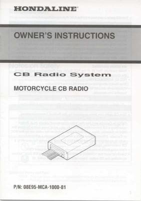 Owner's Instructions for GL1800 CB