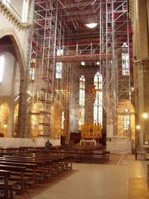 The interior of Santa Croce, undergoing restoration