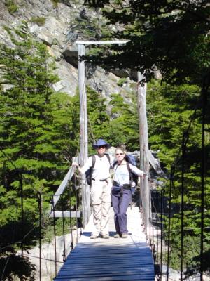 Randi & Amy -- bridge crossing in the French Valley