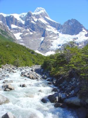 View of the Rio Del Frances and it namesake glacier