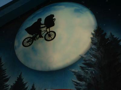 Cycling past the moon, wow, ET, Universal Studios, Orlando, FL