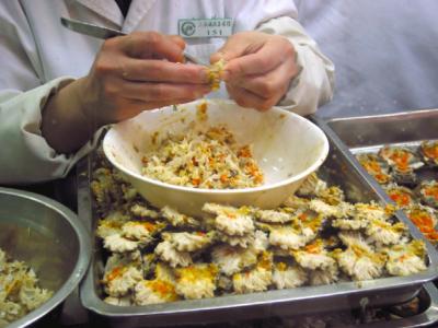 Picking crab meat
