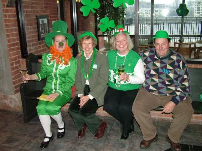 Our social charman, Mike Dumke, greeted the party goers. The leprechaun had a birthday to boot, Happy Birthday Nancy!
