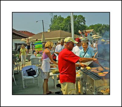 Terry Deegan cooks the burgers