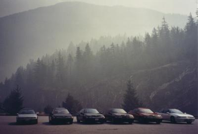 Hazy cars (smoke from forrest fires)